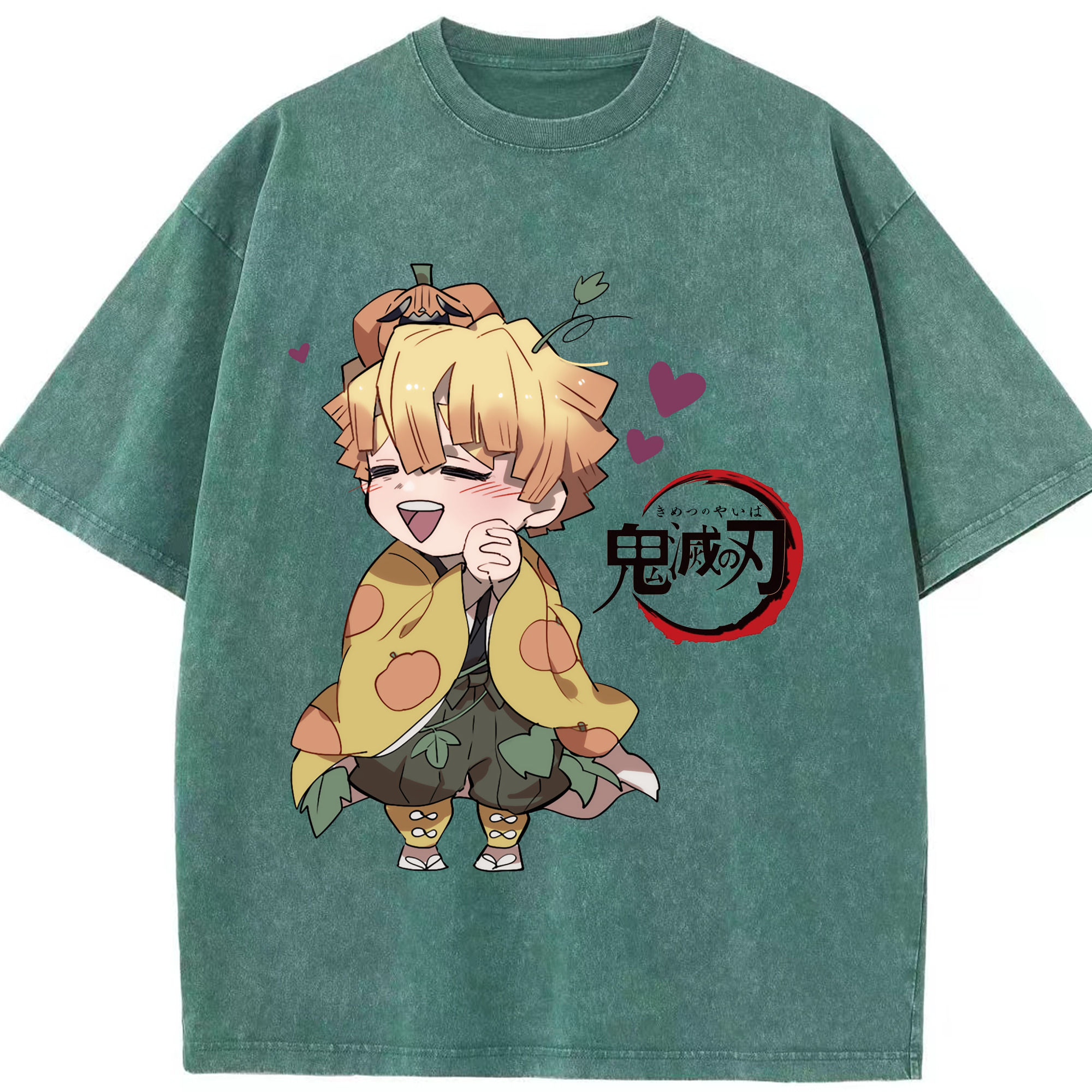 （画像用） 鬼滅の刃（きめつのやいば）我妻 善逸／あがつま ぜんいつ Agatsuma Zenitsu 綿100% ヴィンテージ風 半袖Tシャツ（フロントプリント）